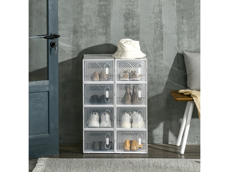  Système d'étagères modulaires à 8 compartiments, étagère enfichable, 25 cm x 35 cm x 19 cm, transparent  - Conforama D