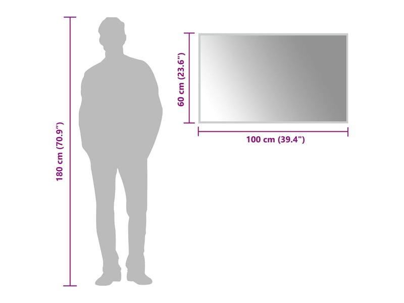 Miroir de salle de bain, miroir de toilette led avec miroir transparent 100 x 60 cm cf62557 - Conforama E