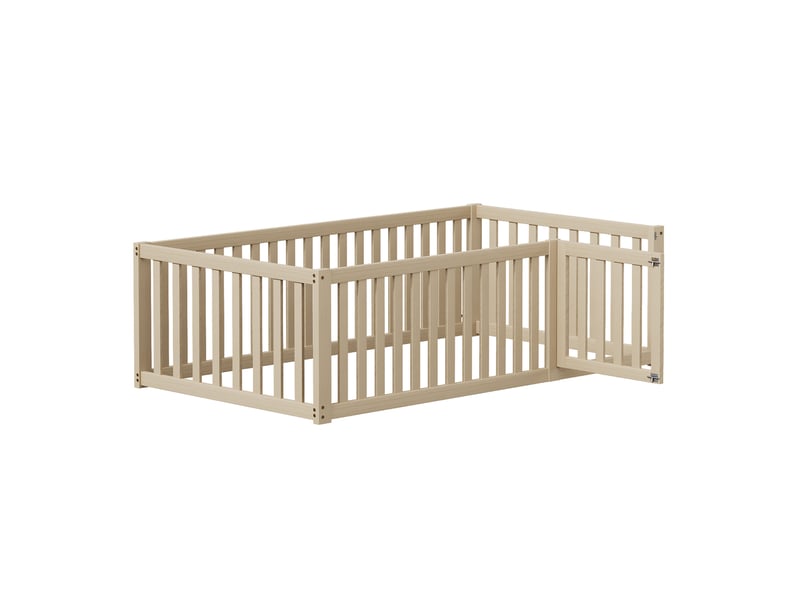 Lit enfant 90x200 cm cadre en bois avec barrière et porte ORFRN623P191815N - Conforama D
