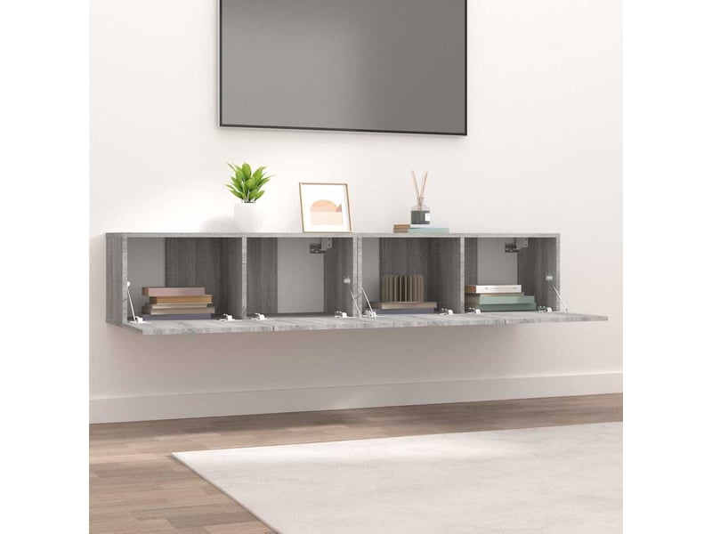  Meubles tv - banc tv - meuble de rangement 2 pcs sonoma gris 80x30x30 cm bois d'ingénierie  - Conforama C
