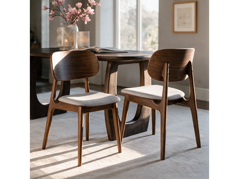  Lot de 2 chaises en bois foncé et tissu gris clair-charlize Charlize - Conforama B
