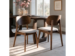 Lot de 2 chaises en bois foncé et tissu gris clair-charlize