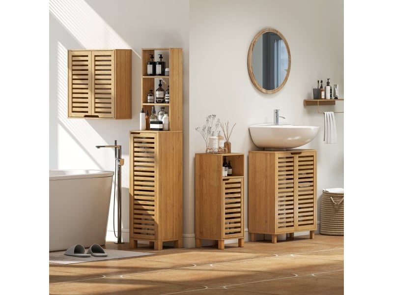  Armoire de salle de bain murale à portes persiennées 60 cm homvra  - Conforama C