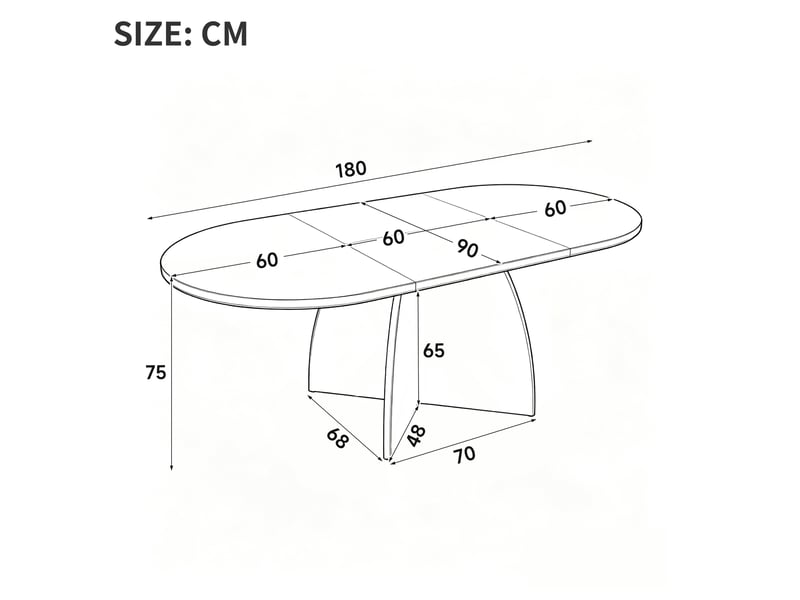 Table à manger extensible 120x90 cm à 180x90 cm, angles arrondis, mdf couleur marron, design moderne - Conforama C