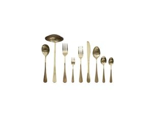 Ménagère 39 pièces en inox brossée 25cm or