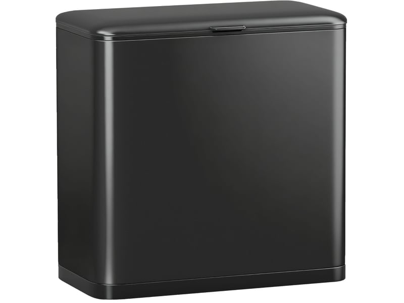  Poubelle de cuisine 8 l en acier inoxydable noire avec couvercle  - Conforama A