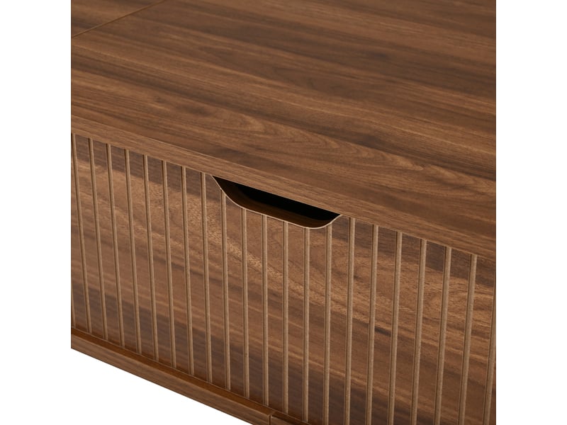  Table basse ovale,110x50x53,5 cm,avec plateau relevable et 2 portes,mdf,noyer  - Conforama E