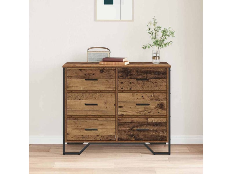  Commode chambre adulte, armoire à tiroirs 6-tiroir bois ancien 91x35,5x74,5 cm  - Conforama D