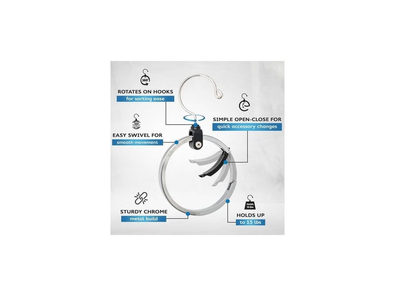  Cintre multi-usages en acier inoxydable d'un diamètre de 10,5 cm - peu encombrant - adapté pour suspendre ceintures, sacs à main, etc.  - Conforama B
