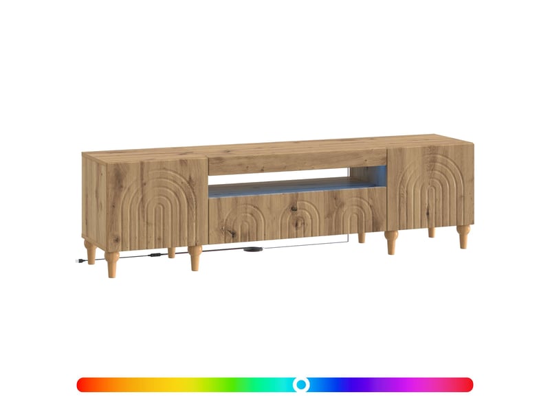 Meuble tv - banc tv - meuble de rangement led alkmaar chêne artisanal bois d'ingénierie - Conforama C