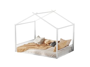 Lit cabane 140x200 cm <strong>MAISENTIEL</strong>  <strong></strong> coloris blanc