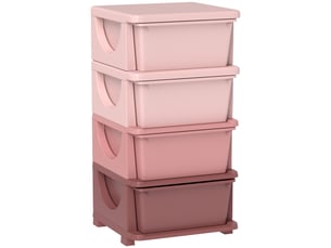 Boîtes de rangement pour enfants, 4 tiroirs, bords arrondis, motif en relief, 37 x 37 x 76 cm, rose