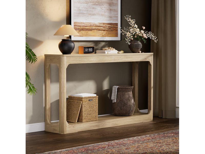  Console 140x30x79 cm en mdf coloris bois naturel, 2 niveaux  - Conforama D