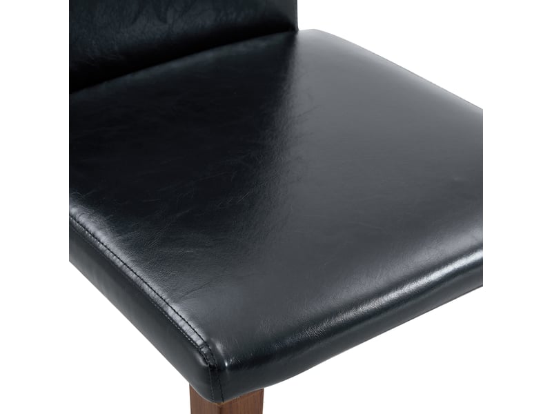  Chaises de salle à manger design 2 pièces en pu noir aspect noyer, pieds métal finition noyer, style européen chic moderne  - Conforama D