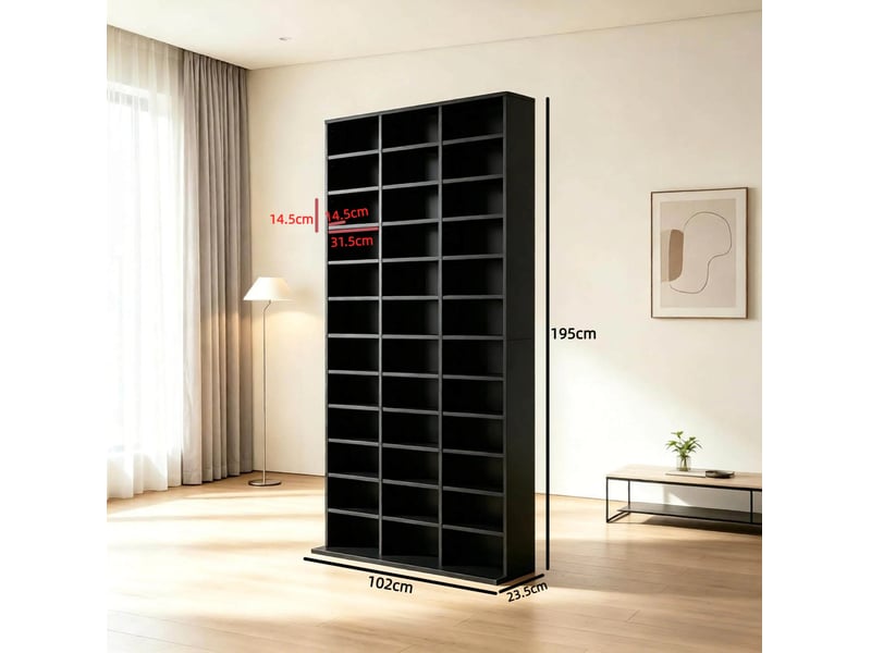  Rangement média 102x23,5x195 cm réglable mdf noir  - Conforama E