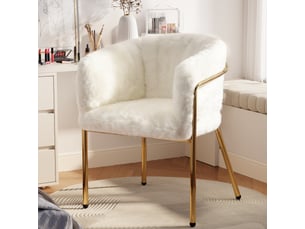 Lot de 4 chaises de salle à manger avec quatre pieds en métal, pour salon, luxe léger, chambre, imitation duvet de lapin, beige
