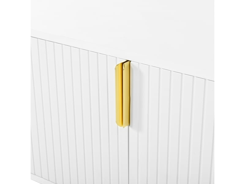  Meuble tv 4 tiroirs et 2 portes mdf et métal blanc 180 x 40 x 49,5 cm GL5978W - Conforama E