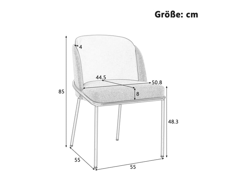  Lot de 4 chaises modernes, pvc et métal, pieds réglables, beige+kaki, usage salon espace ouvert salle à manger  - Conforama C