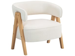 Chaise fauteuil rembourré revêtement en polaire chaise d'accent accoudoirs piètement en bois cadre métal coloris blanc