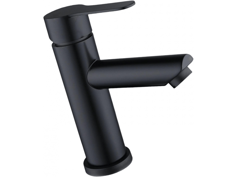  Robinet d'eau chaude et froide à levier unique en acier inoxydable noir, bec droit, monotrou, avec flexible de 60 cm FC-LJY-00846JY - Conforama B