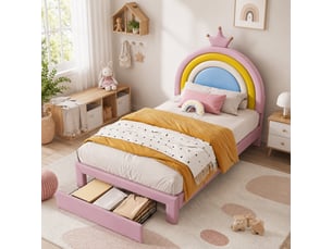 Lit avec rangement 90x200 cm <strong>MODERNLUXE</strong> <strong></strong> coloris rose