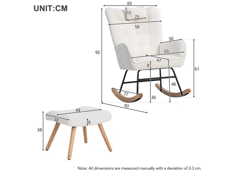  Fauteuil à bascule blanc ergonomique avec repose-pieds et coussin  - Conforama B