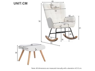 Fauteuil à bascule blanc ergonomique avec repose-pieds et coussin