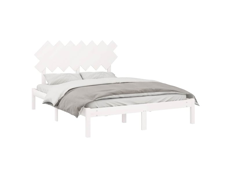  Lit double- lit adulte -  cadre de lit sans matelas blanc 140x190 cm bois massif  - Conforama B