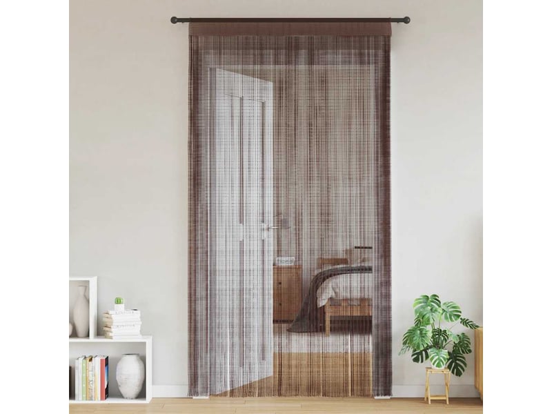  Lot de 2 rideaux en fils, rideau de porte 100 x 250 cm marron cf43839  - Conforama A