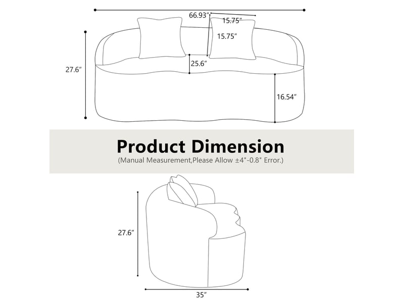  Canapé droit 2 places, silhouette courbée, coussins fournis, pour salon, confort, garnissage mousse et ressorts, gris  - Conforama C