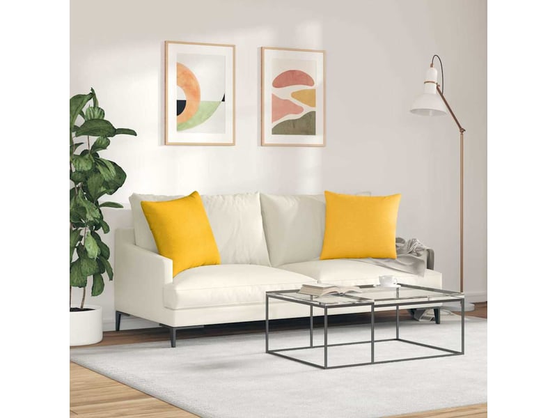  Lot de 2 coussins de canapé, coussins décoratifs jaune clair 50 x 50 cm cf59116  - Conforama D