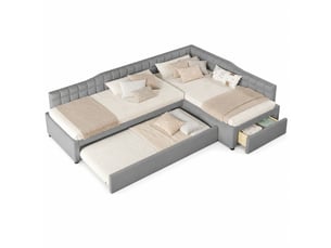 Lit gigogne 90x200 cm <strong>OKMYHOME</strong>  <strong></strong> coloris gris