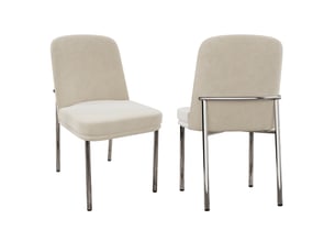 Lot de 2 chaises en velours coloris beige+argenté