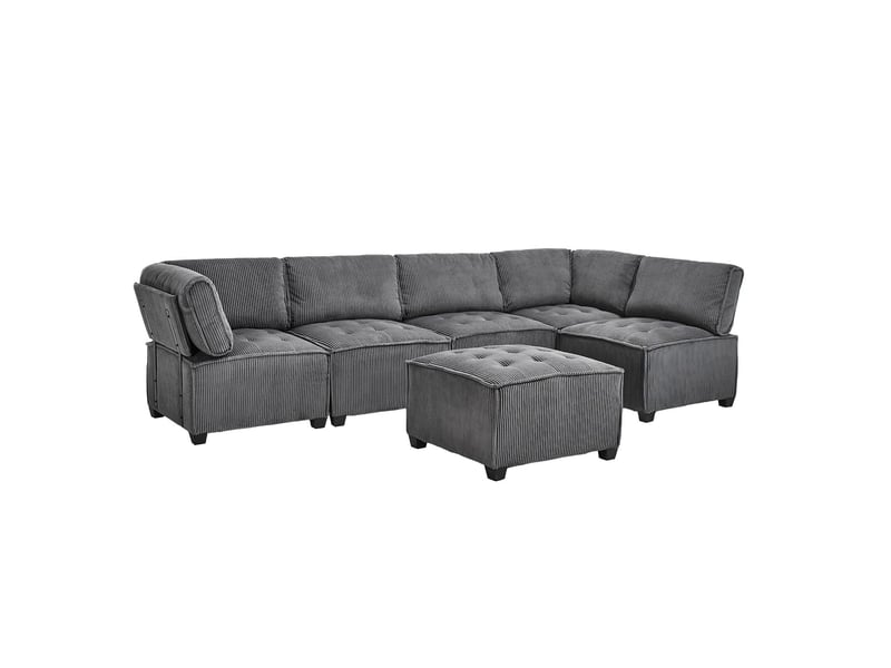  Canapé modulable 6 places en velours côtelé gris W2845S00124 - Conforama A