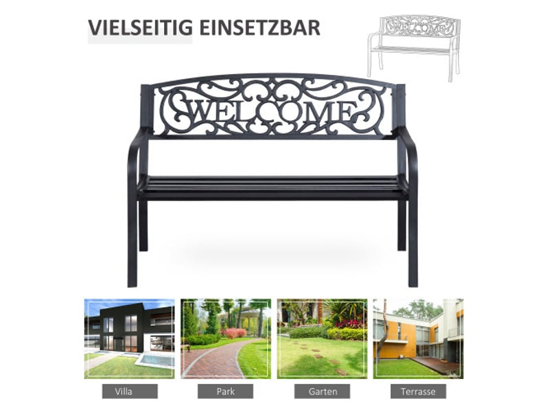  Banc de jardin 2 places en métal, robuste, design élégant, pour jardin et terrasse  - Conforama D