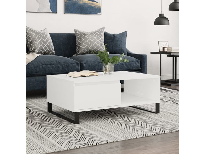  Table basse rectangulaire | table de salon blanc 90x60x35 cm bois d'ingénierie shl8997  - Conforama B