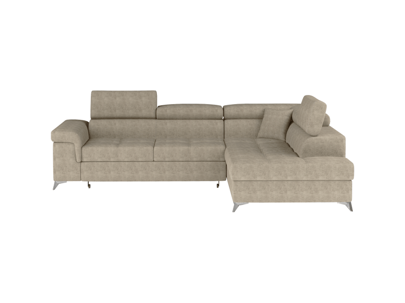  Canapé d'angle convertible palazzo 4 places beige – angle droit avec coffre  - Conforama A