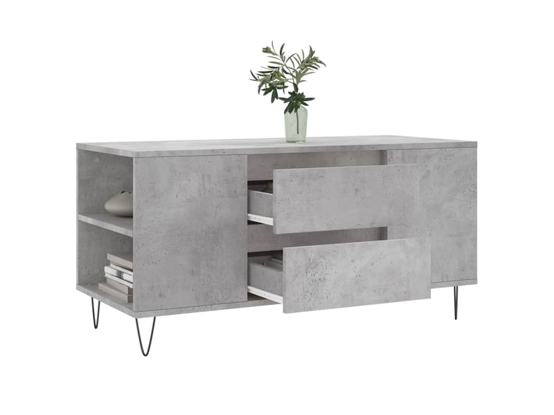  Table basse - table de salon - table à thé gris béton 102x44,5x50 cm bois d'ingénierie  - Conforama D