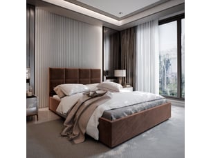 Lit coffre 200x200 cm <strong>MASSENO</strong> <strong></strong> coloris marron