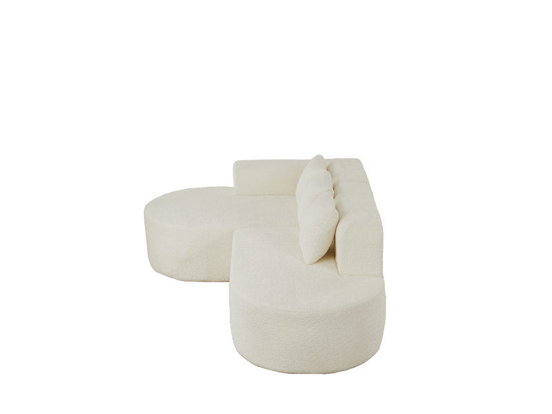  Canapé d'angle 3 places en tissu chenille beige  - Conforama E