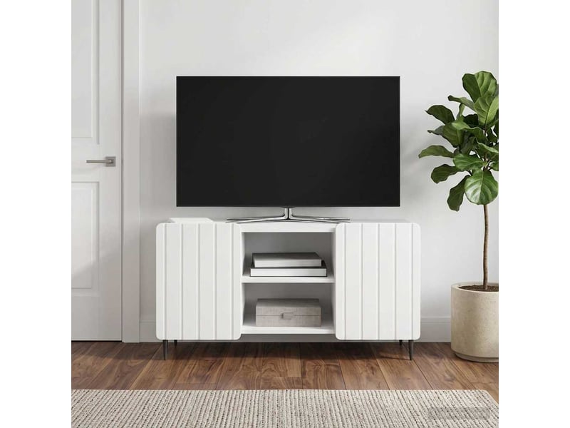  Meuble tv - banc tv - meuble de rangement 102 x 34,5 x 52 cm blanc brillant bois d'ingénierie  - Conforama B