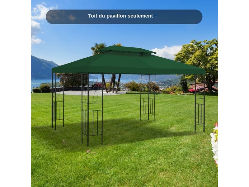  Parasol de jardin - protection solaire - polyester - vert - 300 x 400 x 20 cm - terrasse balcon jardin - structure stable 84C-102GN - Conforama C