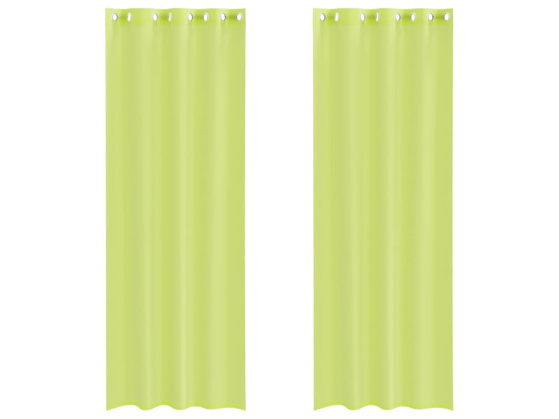  Lot de 2 rideaux en voile, voilages avec œillets vert pomme 140x300 cm cf44435  - Conforama A