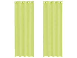 Lot de 2 rideaux en voile, voilages avec œillets vert pomme 140x300 cm cf44435
