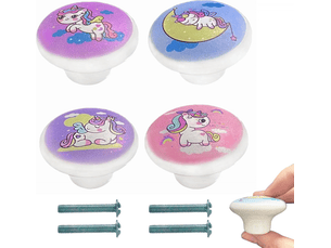 4 poignées de licorne pour armoires de cuisine, tiroirs, meubles et portes.