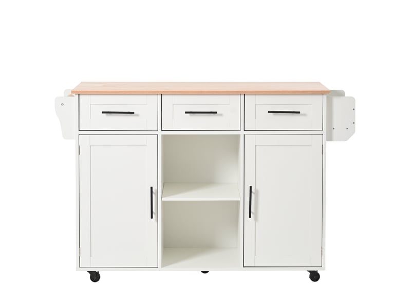  Desserte de cuisine,139x46x91,5 cm,avec plateau rabattable,mdf,blanche effet bois  - Conforama A