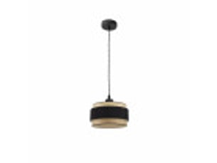 Suspension kandy 1xe27 naturel noir abat-jour textile diamètre 30 cm