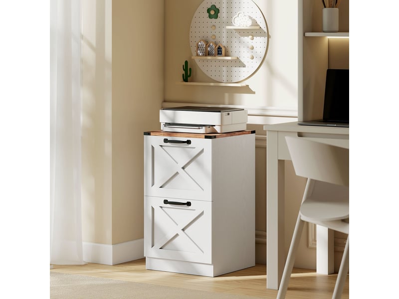  Bureau à 2 tiroirs, support d'imprimante avec rail de suspension pour formats a4 et lettre, 40 x 40 x 71 cm, blanc  - Conforama C