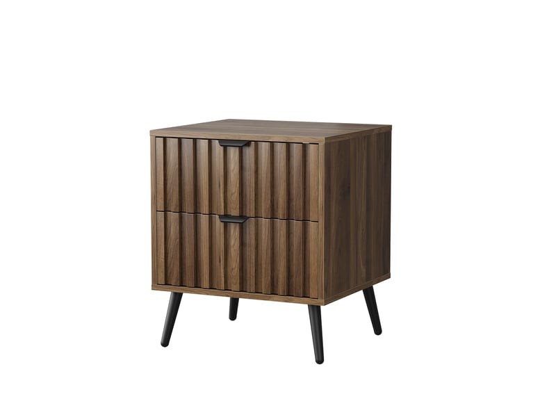  Table de chevet moderne, noyer, design encastré, 2 tiroirs, rangement chambre, 45 cm, 1 pièce  - Conforama D
