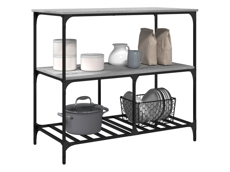  Desserte de cuisine, chariot de rangement sonoma gris 100x50x95 cm bois d'ingénierie  - Conforama E
